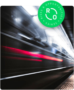 High-speed train illustrating CPQ and guided selling for increased sales efficiency and revenue growth — Risks & Opportunities Series Guide 3