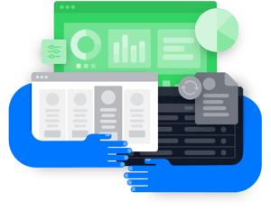 layered dashboard and analytics interface illustration representing keylight subscription trinity user experience automation and predictive analytics